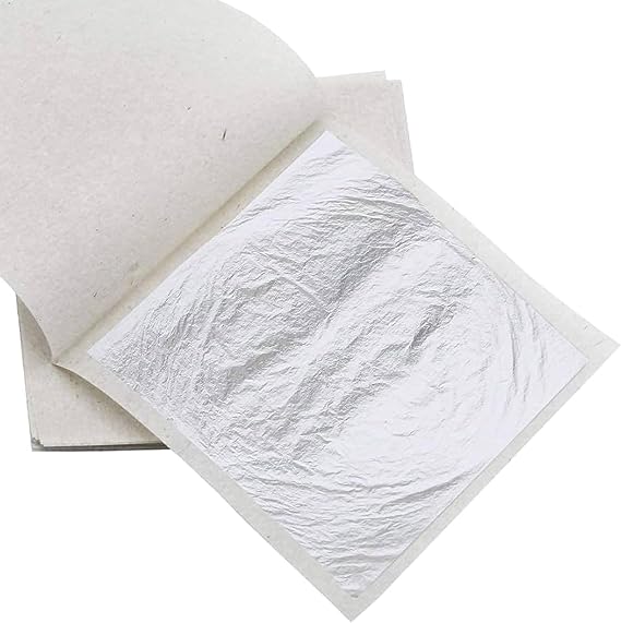 30 Edible Silver Leaf Sheets 6 cm x 6 cm, Edible Silver Leaf Sheets for Cakes, Desserts, Chocolate, Art and Craft, Face Mask and Nail Art
