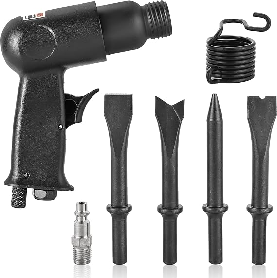 Air Hammer Kit, 150mm 4500 BPM Pneumatic Hammer with 4 Air Chisels