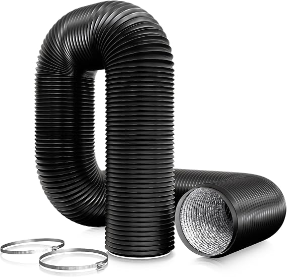 Aygrochy PVC Ventilation Ducting with 2 Clamps,150mm Air Duct Flexible Hose for Universal Tumble Drier, Cooker Hood, Extractor Fan(150mm*3m) [Energy Class A++]