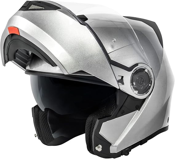 VCAN VX28 Full Face Modular Flip-Up Motorcycle Helmet DOT Approved, Coolmax Cheek Pad & OTG Ready