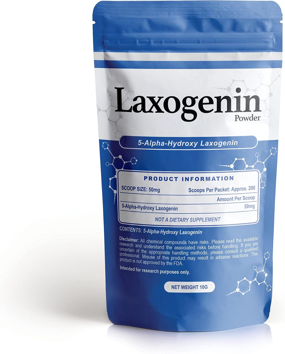 Laxogenin Powder: 5-Alpha-Hydroxy Laxogenin | Chinese Smilax Extract | 100% Pure Zero Fillers, 10 Grams Scoop Included