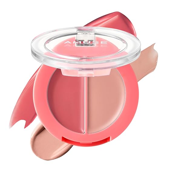 AMUSE SEOUL Lip and Cheek Healthy Balm (05 FIG) - Multiuse Buildable Cream & Balm Blush, Glossy Creamy Texture, Natural Flush, 2 Colors, Lightweight, Vegan, Korean Beauty Makeup