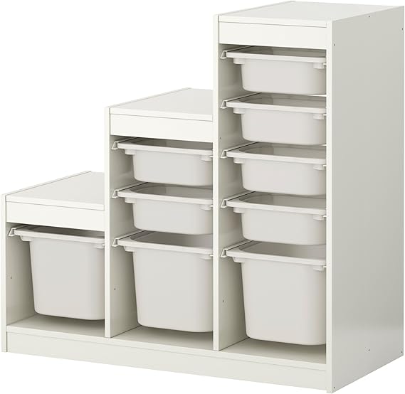 IKEA TROFAST Storage Combination with Boxes, 99x44x94 cm, White/White