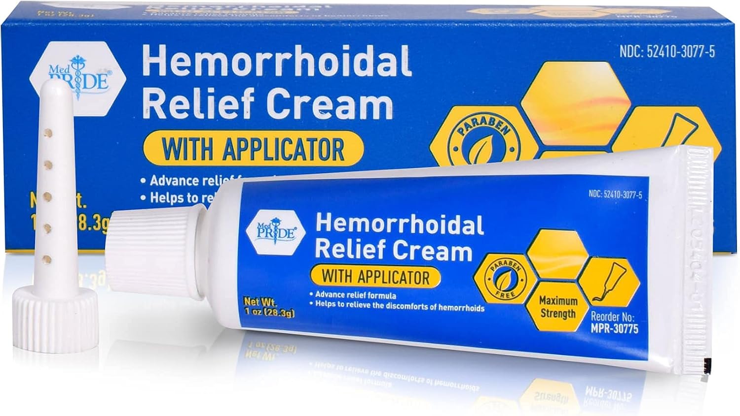 Medpride Maximum Strength Hemorrhoid Cream With Applicator - Paraben-Free Hemorrhoid Treatment For Internal & External Use- Effective Hemorrhoid Relief For Fissures, Itching, Swelling & Bleeding