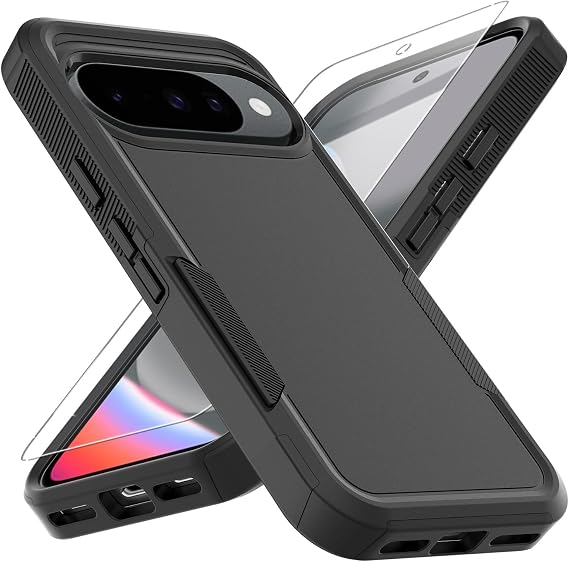 for Pixel 10 Case, [Military Grade Drop Tested] with HD Screen Protector, Dual Layer Protective Heavy Duty Cell Phone Cover Non-Slip Shockproof Rugged Case for Google Pixel 10 (Black)