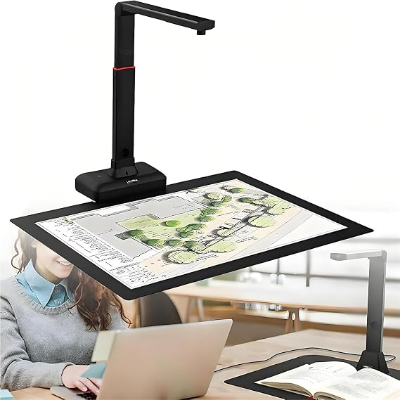 A2 Large Format Book Scanner,Adjustable Height Camera Scanner,Resolution Up To 23MP,Book Double Pages Smoothing&Split Auto Scanning,OCR Text Recognition,Automatic Continuous Shooting