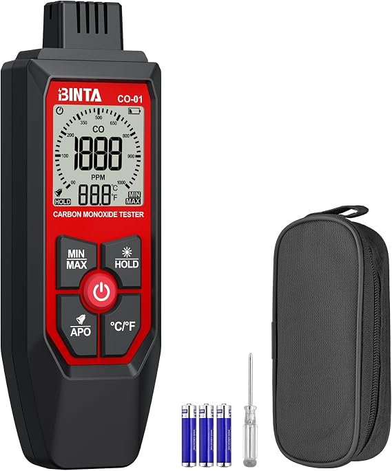 BINTA Portable Carbon Monoxide Detector, 0-1000PPM CO Detector