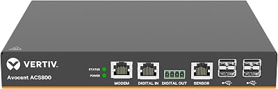 Vertiv Avocent ACS 800 Serial Console with Analog Modem, 4-Port, External ACDC Power Brick - Global Data Center PDU Cord ACS804MEAC-400