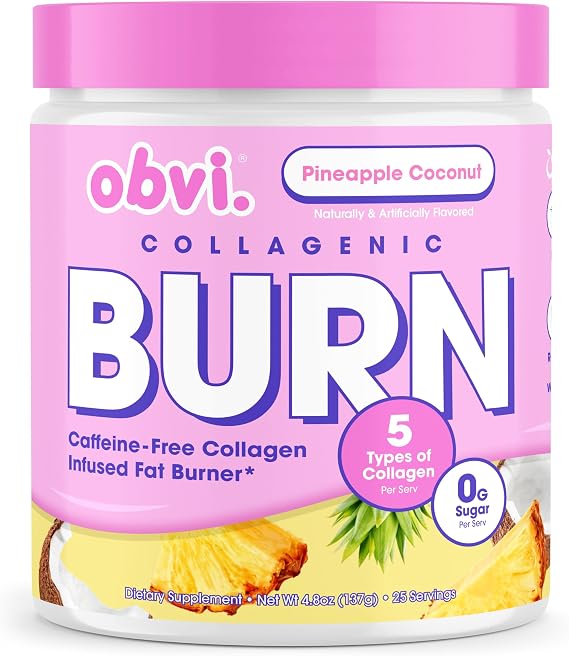 Obvi Collagenic Burn Powder, Collagen Peptide Blend, Pineapple Coconut