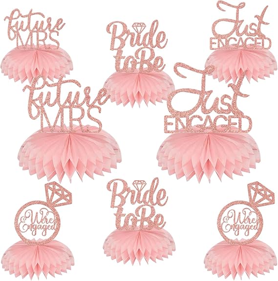 Rose Gold Bachelorette Honeycomb Centerpieces Bridal Shower Centerpieces for Tables Engagement Decorations Bachelorette Table Decorations 8 Pcs