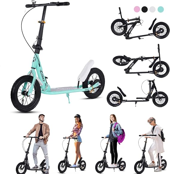 Adult Kick Scooter 330 Lbs, Folding Commuter Scooter for Adults & Teens, 290mm Big Wheel, Adjustable Heigh, Rear Holding Brake, Lightweight Sports Scooter for Indoor and Outdoor,Green