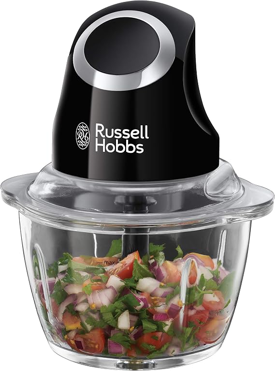 Russell Hobbs 24662-56 elektrikli mini parçalayıcı [saklama kapağı dahil cam kap] mat siyah (500 ml, sebze parçalayıcı, mikser, çoklu ve evrensel parçalayıcı, sebze, meyve ve et için)