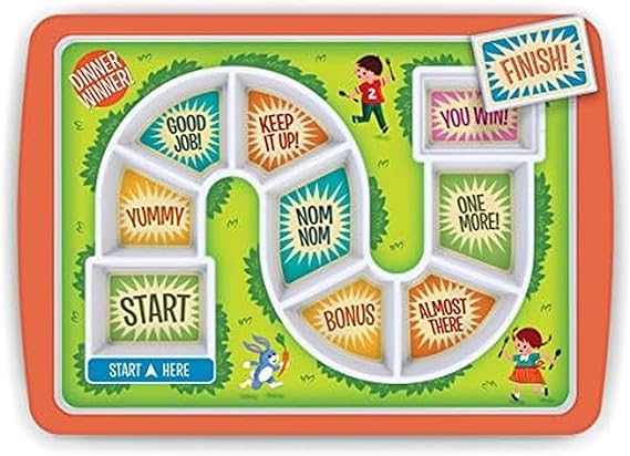 Genuine Fred DINNER WINNER, The Original Kid's Game Plate Tray - Award Winning - Picky Eater Solutions for Kids and Toddlers - Fun Mealtime - Divided Sections - Interactive Design - Dishwasher Safe