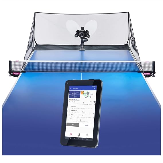 Butterfly Amicus Prime Table Tennis Robot | Best Ball Launcher-Thrower-Shooter for Your Ping Pong Table | Free Carry Bag, Remote, Tech Support, 120 Balls | Play Or Practice Ping Pong Anytime