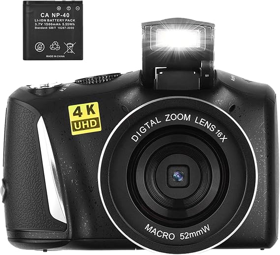 Digital Camera 4K 48MP Vlogging Camera for YouTube | 3.0 Inch Screen, Compact Camera for Beginners Photography with Rechargeable Battery, Webcam Function, Slow Motion, Time-lapse