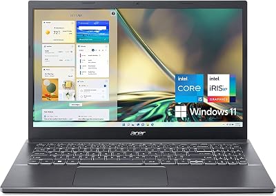 acer Aspire 5 Laptop: 15.6 FHD Display 12th Generation Intel Core i5-1240P NVIDIA GeForce RTX 2050 32 GB DDR4 SDRAM 2 TB SSD Win11 Pro WiFi 6 Backlit Keyboard Thunderbolt 4