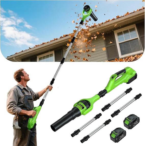 Roof Gutter Cleaning from The Ground, 21V Leaf Blowers Cordless