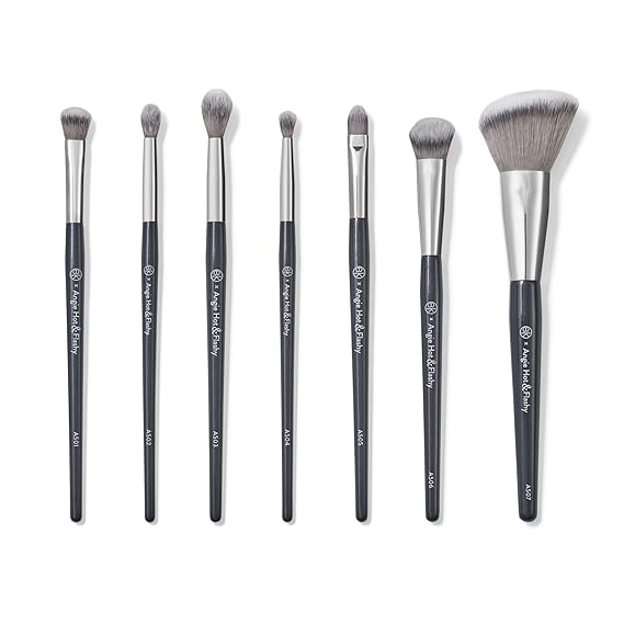 BK BEAUTY Angie Hot & Flashy Makeup Brush Set, 7 Face & Eye Brushes