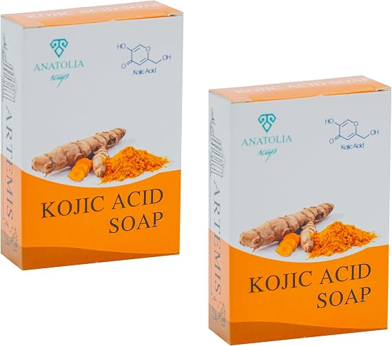 Kojic Acid Soap, Dark Spot, Dead Cell, Collagen, Acne, Sunspot, Turmeric, Retinol, Vitamin C, Vitamin E, Facial Cleanser for Women and Men. 2 Pack