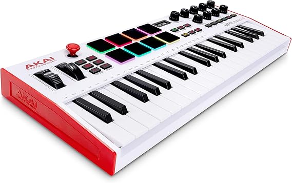 Akai Professional MPK Mini Plus 37 Keys USB MIDI Keyboard Controller with 8 MPC Pads Sequencer MIDI/CV/Gate I/O Music Production Software Native Instruments Sound Package Limited Edition White