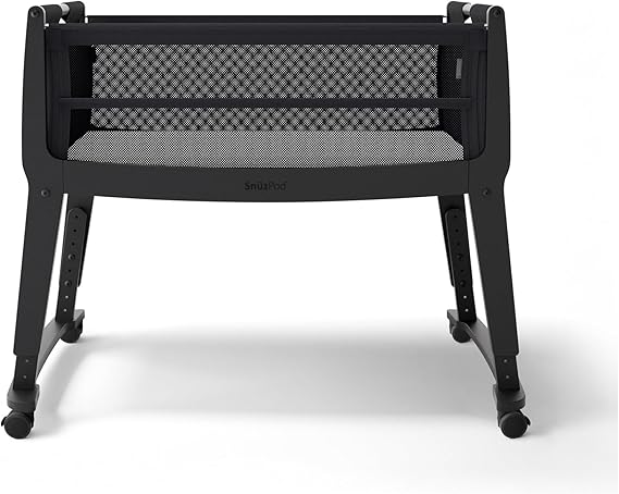 SnuzPod Studio Next to Me Crib, Baby Bed with Zip-Down Wall and 6 Height Settings, Includes Breathable Mattress and Wheels for Newborn (0-6 months), Brooklyn