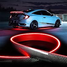 Light up Car Spoiler, Universal Exterior Rear Roof Spoiler Tail Wing Splitter Carbon Fiber Accessories LED Strip Lights for Cars Driving Brake Turn Signal Running Warning Trim Lamp (130cm)