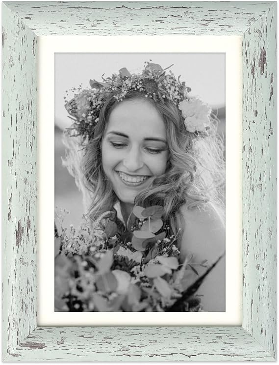 AEVETE Picture Frame 5x7 Light Green Photo Frames Rustic for Wall and Desk | 5x7 picture frames rustic decor