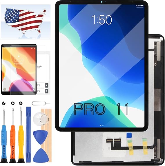 LCD Screen for iPad Pro 11 (1st Gen / 2nd Gen) Screen Replacement 11inch A1934 A1980 A2013 A2068 A2228 A2230 LCD Display Glass Touch Digitizer Repair Parts Kit + Tools