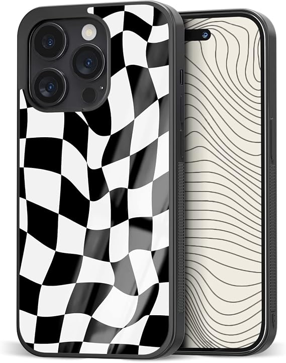 Checkerboard Phone Cases Funny for iPhone 6 7 8 11 12 13 14 15 16 17 Pro Max Plus Mini Xr XSE for Samsung A13 A17 A51 A52 A53 A73 S20 S21 S22 S23 S24 S25 S26 for Pixel 8 9 Pro (Black & White)