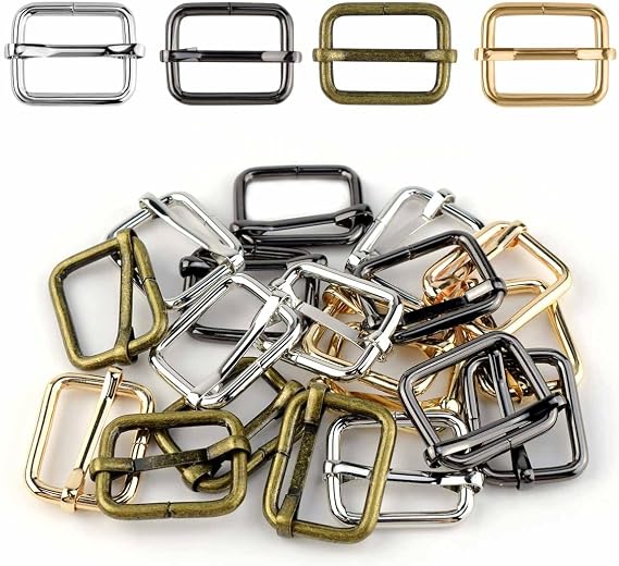 TKYPZY 20 Pack Metal Roller Buckle Ring 1 Inch Multi-Purpose Webbing Slider for Strap Belts Rectangle Adjuster