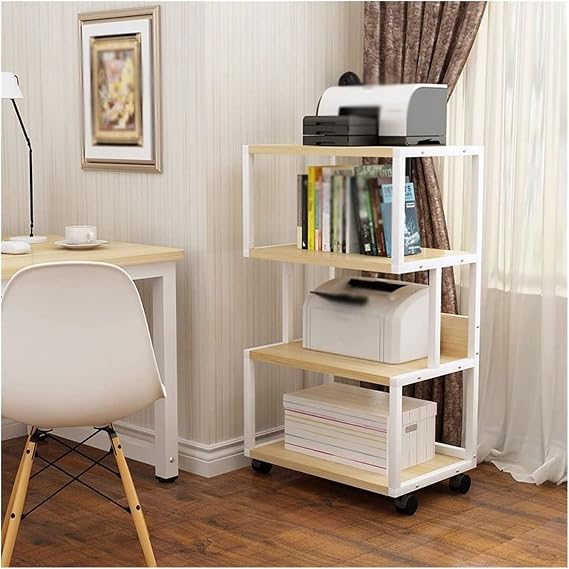Printer Table Under Desk Printer Stand 4-Tier Mobile Machine Cart with Shelf Industrial Heavy Duty Printer Table for Office and Home Easy to use