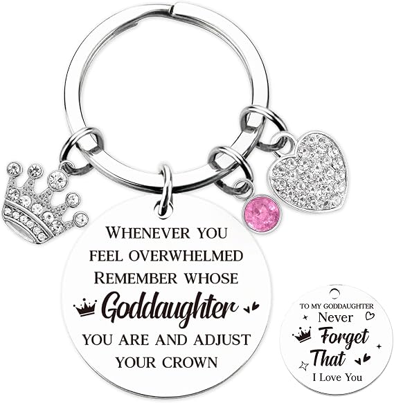 Goddaughter Keychain Gifts from Godmother - Ideas Birthday Graduation Present for Girls from Godfather, Inspirational Jewelry for Kids Teen Adults Never Forget That I Love You