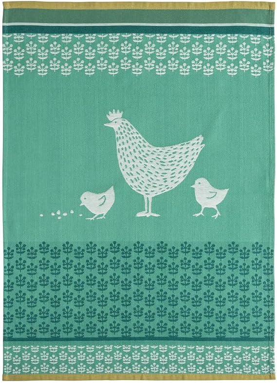 Coucke French Cotton Jacquard Towel, Cocotte, 20-Inches by 30-Inches,Green