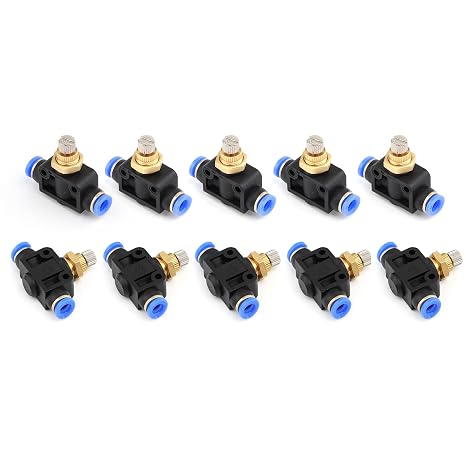 SNS Union Straight Speed Controller - 1/2" Tube OD Air Flow Control Valve with Push-to-Connect Fitting(10 PCS) SPA1/2