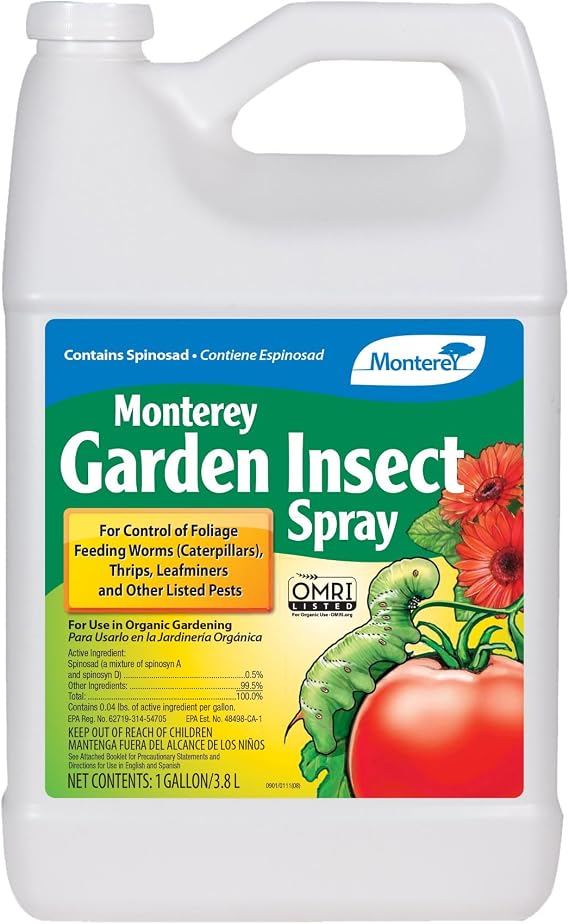 Monterey - Garden Spinosad Insecticide Spray - Organic Gardening Spinosad Concentrate, Control Foliage Feeding Worms - Apply with Sprayer - 1 Gallon