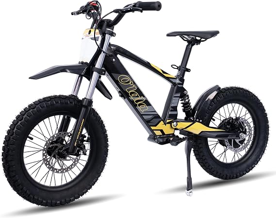 Kids Electric Dirt Bike, 350W High Racing Grade Motorcycle, Up to 15 MPH and 3 Speed Modes Mini Bike, 16-Inch Off-Road Tires, Dual Disc Brakes for Aged 8-12,Black