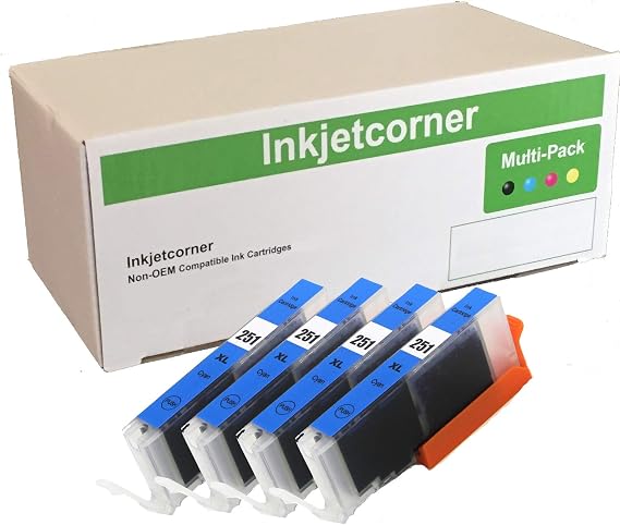Compatible CLI-251XL Ink Cartridges, Cyan, 4-Pack