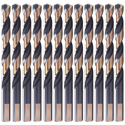 12 PCS, 1364, Black and Gold Coated Twist Drill Bits
