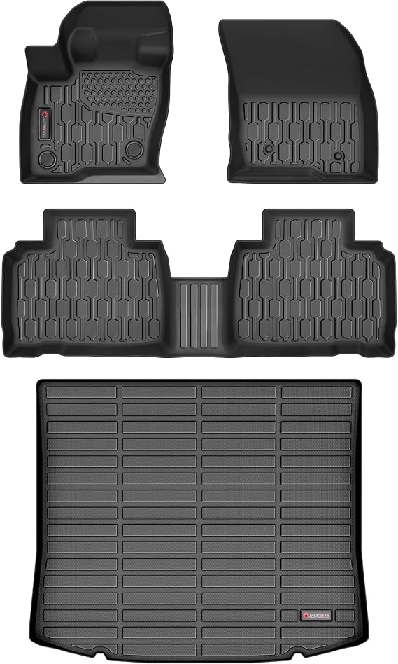Floor Mats & Cargo Liner Compatible with 2015-2024 Ford Edge Cargo Mat，All Weather Protection Car Floor Mats 1st, 2nd Row Set & Cargo Mat，Black