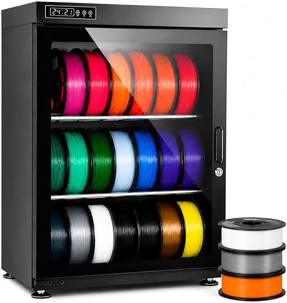 3D Printer Filament Dryer Box,Industrial Sealed Filament Storage Cabinet,w/Auto Humidity Control (RH15%-RH60%), for PLA, ABS,Holds Up to 10-18 Rolls of Filaments 115L
