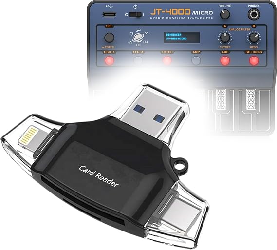 BoxWave Smart Gadget Compatible with Behringer JT-4000 - AllReader SD Card Reader, microSD Card Reader SD Compact USB - Jet Black