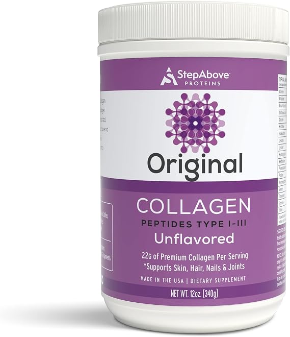 Original Collagen Peptides, 100% Natural Bovine Premium Hydrolyzed Type I-III, 12 Oz
