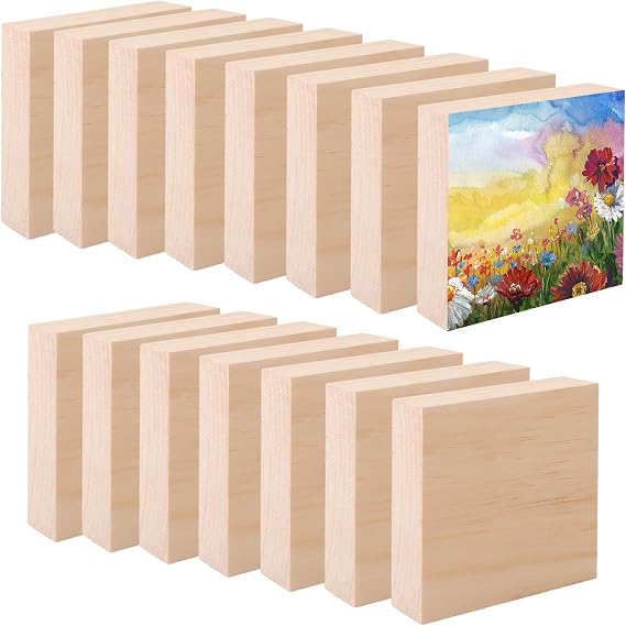 Pack of 15 Unfinished Wooden Blocks for Carving Wooden Blocks for Crafts MDF Wooden Board for Crafts Carving Wood Blanks for Beginners Professionals
