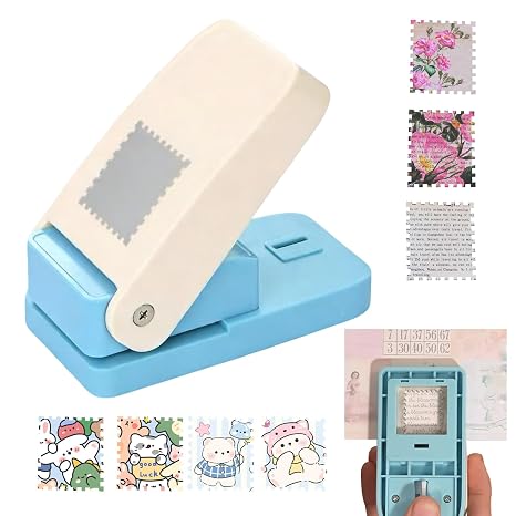 Square Paper Punch 1x0.8inch Rectangle Small Hole Punch Portable Postage Stamp Stamp Cutter Lever Action Craft Punche Scrapbooking Supplies DIY Card Making Tool