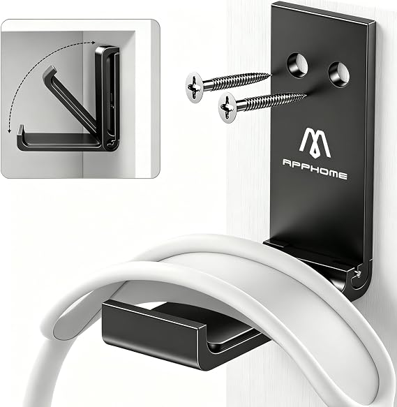 Foldable Aluminum Headphone Stand & Headset Holder Mount, Under Desk Wall Hook with No-Scratch Silicone Pad, Strong Adhesive Gaming Headset Hanger for PC, Home & Office