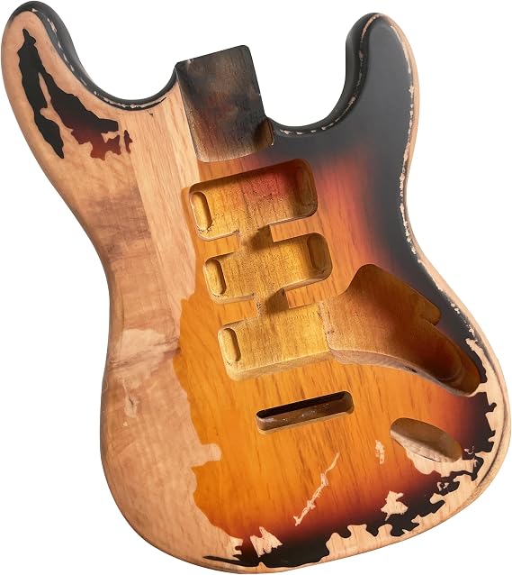 DIY Relic Electric Guitar Body ST Style Nitro Top Alderwood Guitar Body HSH Heavy Relic Guitar Body 3 Tone Sunburst