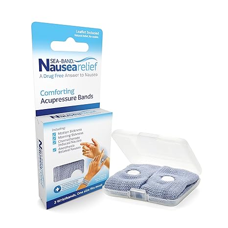Sea-Band Adult Wristband Natural Nausea Relief, 1 Pair, Colors May Vary, Anti-Nausea Acupressure Wristband for Travel or Morning Sickness