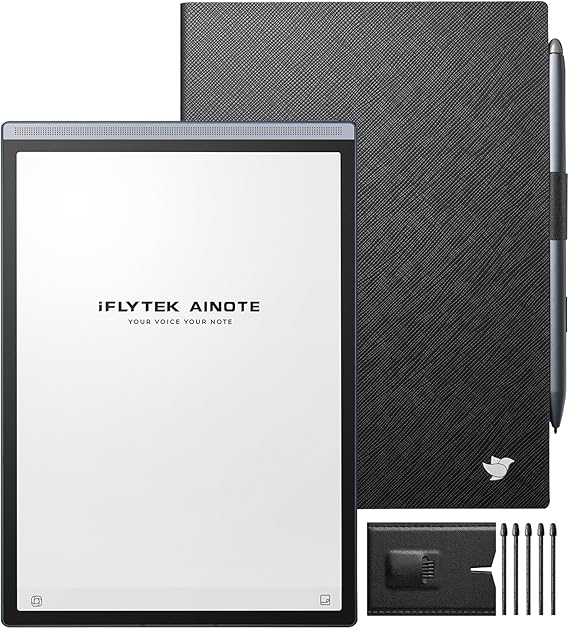 iflytek AINOTE Air 2 Bundle - Black Folio Case, 8.2-inch AI Note-Taking Tablet Writing Paper Tablets,Digital Notebook with Pen,5Pcs Pen Refills AINOTE Air 2 Note-Taking Tablet