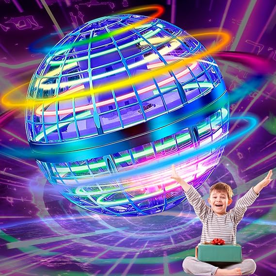Flying Orb Ball Toy - 2026 Upgraded Magic Flying Orb Toy with LED Light 360Rotating, Boomerang Flying Toys Indoor Outdoor Fun Games, for Boys Girls Adults Kids (Blue)