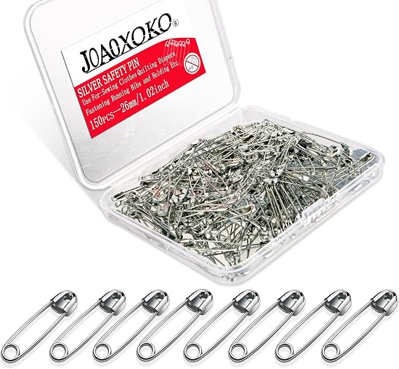 Small Safety Pins for Clothes 150pcs Safety Pins 1 inch,Mini Stainless Steel Safety Pin for Clothing Sewing Handicrafts Quilting Jewelry Making (Silver)